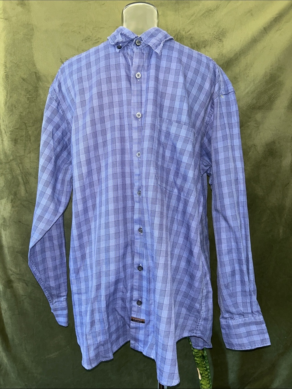 Robert Talbott Lavender and Periwinkle Plaid Button-Down Shirt